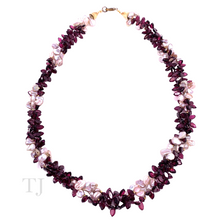 Load image into Gallery viewer, Garnet Faceted Chip with Pearl Necklace