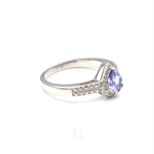 Load image into Gallery viewer, Tanzanite with Diamonique Ring in Sterling Silver