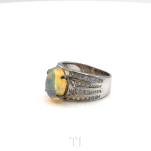 Load image into Gallery viewer, Ethiopian Opal with Diamonique Ring in Sterling Silver