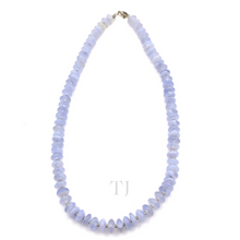 Load image into Gallery viewer, Blue Lace Agate round chip necklace with sterling silver