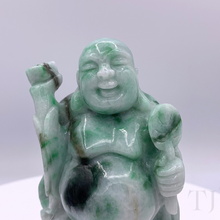 将图片加载到图库查看器,Burmese Jade Smiling Buddha Statue upper closer view