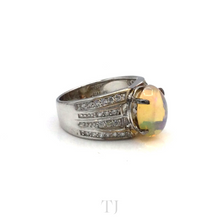 Load image into Gallery viewer, Ethiopian Opal with Diamonique Ring in Sterling Silver