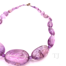 Load image into Gallery viewer, closer view of Amethyst stone necklace in graduated style