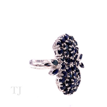 Load image into Gallery viewer, Sapphire Double Flower Ring in Sterling Silver