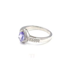 Load image into Gallery viewer, Tanzanite with Diamonique Ring in Sterling Silver