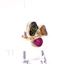 Load image into Gallery viewer, Multi-colored Tourmaline Stone Ring in Sterling Silver