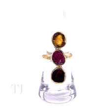Load image into Gallery viewer, Multi-colored Tourmaline Triple Stone Ring in Sterling Silver