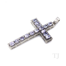 Load image into Gallery viewer, Tanzanite Cross Pendant in Sterling Silver