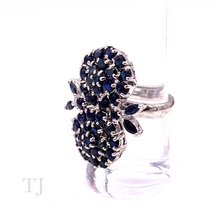Load image into Gallery viewer, Sapphire Double Flower Ring in Sterling Silver