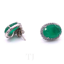 Load image into Gallery viewer, Emerald Doublet Faceted Cut Pose Earrings