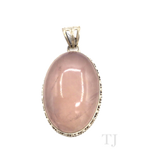 Load image into Gallery viewer, Rose Quartz Oval Cabochon Pendant in Sterling Silver