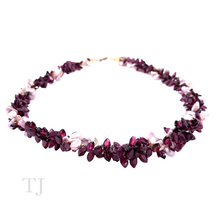 Load image into Gallery viewer, Garnet Faceted Chip with Pearl Necklace