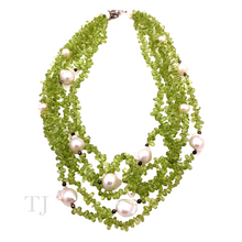 Load image into Gallery viewer, Peridot Chip with Baroque Pearl 5 layered Necklace