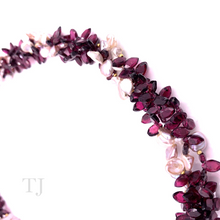 Load image into Gallery viewer, Garnet Faceted Chip with Pearl Necklace