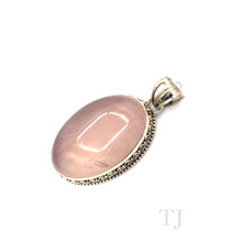 Load image into Gallery viewer, Rose Quartz Oval Cabochon Pendant in Sterling Silver