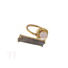 Load image into Gallery viewer, Labradorite Stick & Moonstone Ring in Sterling Silver