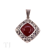 Load image into Gallery viewer, Carnelian Rhombus cabochon in sterling silver pendant