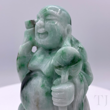 将图片加载到图库查看器,Burmese Jade Smiling Buddha Statue side closer view