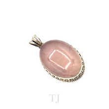 Load image into Gallery viewer, Rose Quartz Oval Cabochon Pendant in Sterling Silver