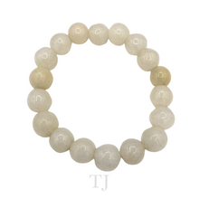 Cargar imagen en el visor de la galería, Burmese White Jade Bead Bracelet with elastic string