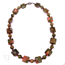 Load image into Gallery viewer, Unakite Flat & Bead Stone Necklace