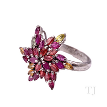 Cargar imagen en el visor de la galería, Ruby with gemstones in Starfish Sterling Silver Ring