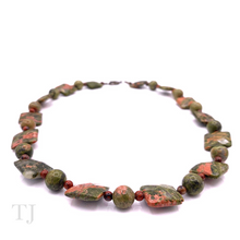 Load image into Gallery viewer, Unakite Flat & Bead Stone Necklace