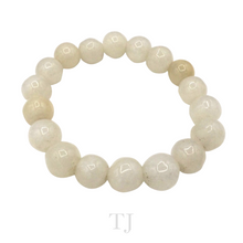 Cargar imagen en el visor de la galería, Burmese White Jade Bead Bracelet with elastic string