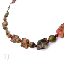 Load image into Gallery viewer, Unakite Flat & Bead Stone Necklace