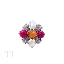 Load image into Gallery viewer, Tourmaline Flower Style Ring in Sterling Silver
