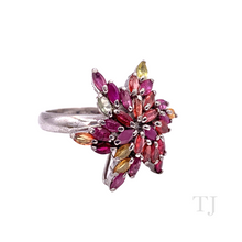 Cargar imagen en el visor de la galería, Ruby with gemstones in Starfish Sterling Silver Ring