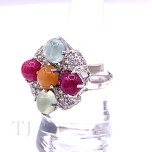 Load image into Gallery viewer, Tourmaline Flower Style Ring in Sterling Silver