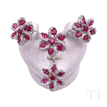 将图片加载到图库查看器,红宝石花朵设计首饰套装