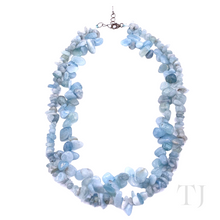 Load image into Gallery viewer, Aquamarine Chip and Nugget 2 Layered Necklace with silver lobster clasp
