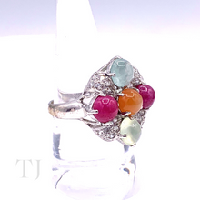 Load image into Gallery viewer, Tourmaline Flower Style Ring in Sterling Silver