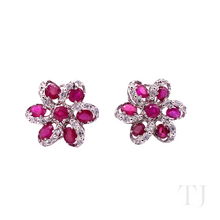 将图片加载到图库查看器,红宝石花朵设计首饰套装