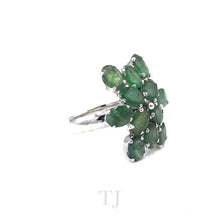 Load image into Gallery viewer, Emerald Flower Ring in Sterling Silver