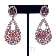 Load image into Gallery viewer, Garnet Oval Shape Hanging Earrings in Sterling Silver