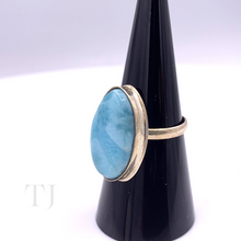 Load image into Gallery viewer, Larimar Oval Ring in Sterling Silver