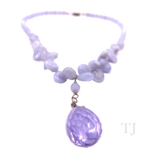 Load image into Gallery viewer, Blue Lace Agate Necklace with Swarovski Pendant in silver