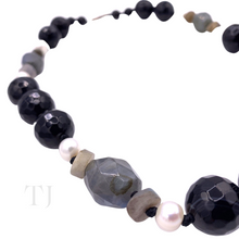Load image into Gallery viewer, Black Onyx with Labradorite & Pearl Necklace