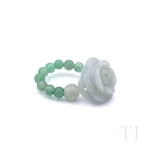 Load image into Gallery viewer, Burmese Jade Rose curved with beads ring