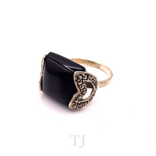 Cargar imagen en el visor de la galería, Black Onyx Square Shape Ring in Sterling Silver