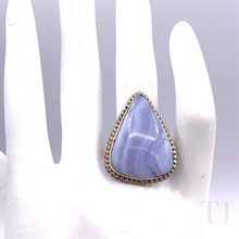Load image into Gallery viewer, Blue lace agate Triangle Shape Ring in Sterling Silver