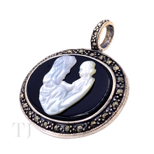 Load image into Gallery viewer, side view of Black Onyx with Pearl Figure Pendant in Sterling Silver