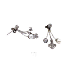 Load image into Gallery viewer, Freshwater Pearl with Diamonique Earrings in Sterling Silver