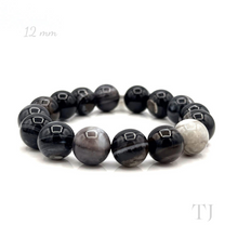 将图片加载到图库查看器,Eye agate bead bracelet with elastic string, 12 mm