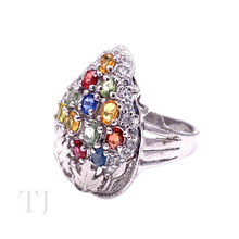 Load image into Gallery viewer, Multi Gemstones Tear Drop Shape Ring in Sterling Silver