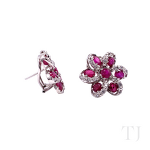 将图片加载到图库查看器,红宝石花朵设计首饰套装