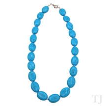 Load image into Gallery viewer, Blue Turquoise Oval Stone Necklace with lobster clasp
